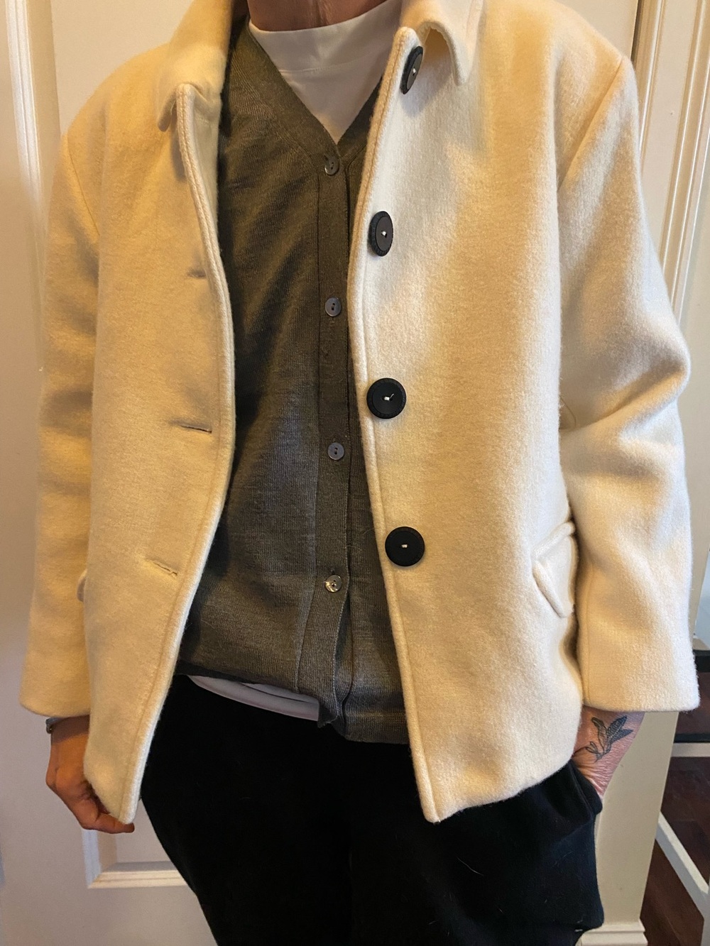 Flax Cream Wool Button Jacket - Classic Minimal Style